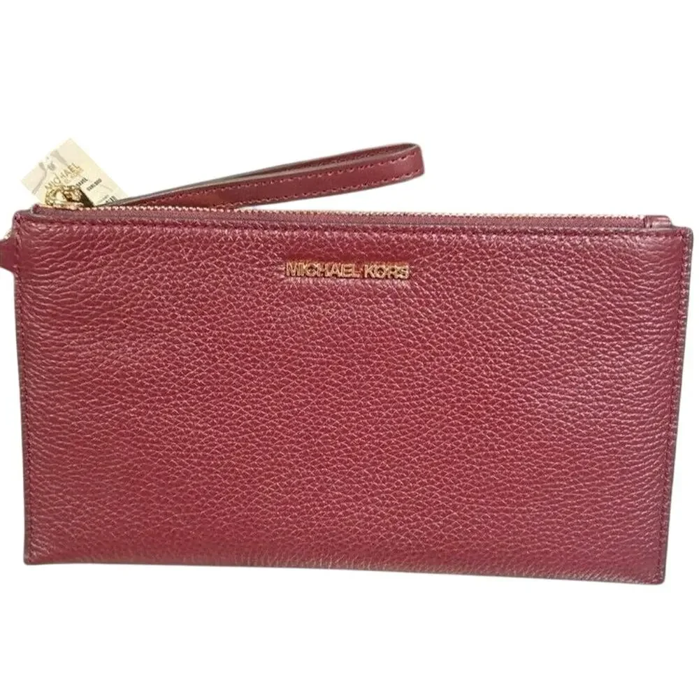 MICHAEL KORS Jet Set Large Leather Clutch Wristlet Wallet New with Tag MSRP $258
